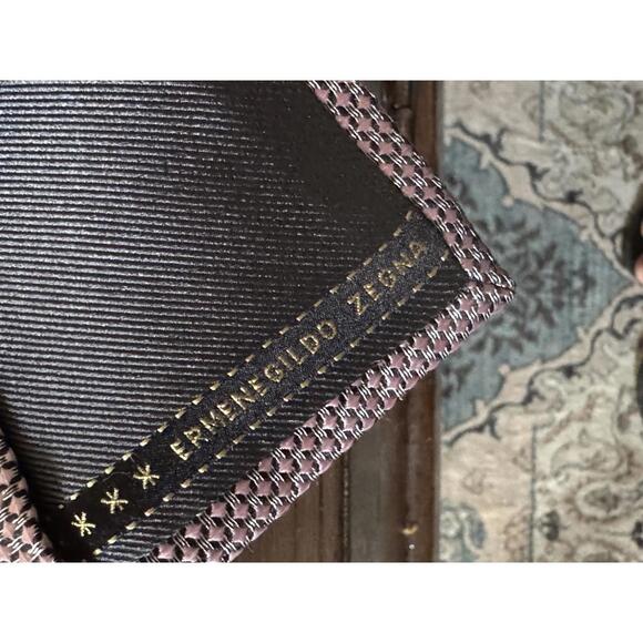 ERMENEGILDO ZEGNA Pink, black grey silk tie - Picture 1 of 5